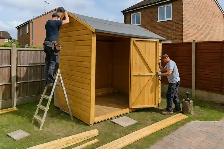 Timber garden shed construction and installation