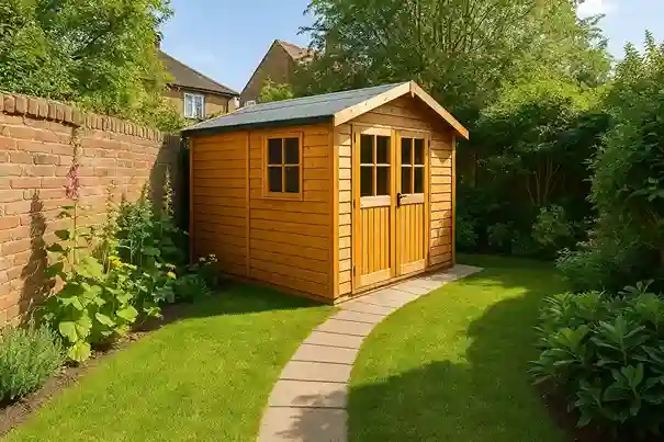 Custom timber garden shed installed in Mitcham, South London